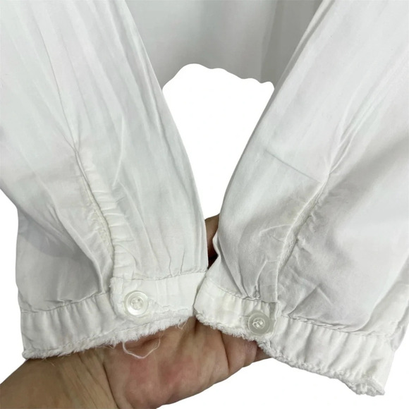 XIRENA White Hennessy Top Small Long Sleeves Oversized Tunic Popover Buttons - Picture 6 of 10